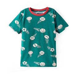 Pine Kids Single Jersey Knit Half Sleeves Sport Graphic Night Suit Set - Dark Green