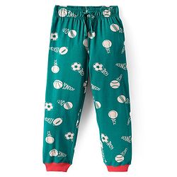 Pine Kids Single Jersey Knit Half Sleeves Sport Graphic Night Suit Set - Dark Green