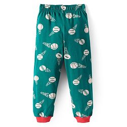 Pine Kids Single Jersey Knit Half Sleeves Sport Graphic Night Suit Set - Dark Green