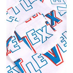 Pine Kids Single Jersey Knit Half Sleeves Night Suit with Text Print - White & Blue
