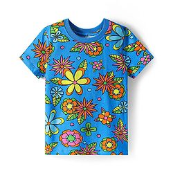 Pine Kids Single Jersey Knit Half Sleeves Night Suit with Floral Print - Blue
