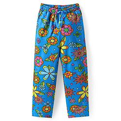 Pine Kids Single Jersey Knit Half Sleeves Night Suit with Floral Print - Blue