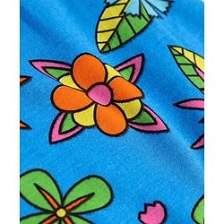 Pine Kids Single Jersey Knit Half Sleeves Night Suit with Floral Print - Blue