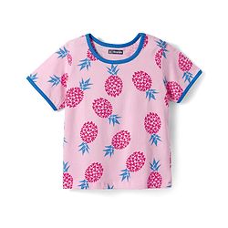 Pine Kids Single Jersey Knit Half Sleeves Shorts Night Suit with Tropical Print - Pink