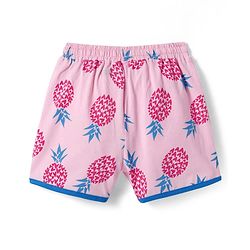 Pine Kids Single Jersey Knit Half Sleeves Shorts Night Suit with Tropical Print - Pink