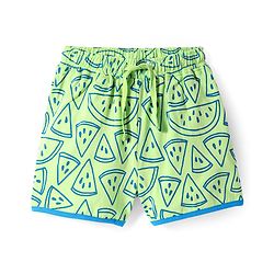 Pine Kids Single Jersey Knit Half Sleeves Shorts Night Suit with Tropical Text Print - Light Green
