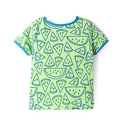 Pine Kids Single Jersey Knit Half Sleeves Shorts Night Suit with Tropical Text Print - Light Green