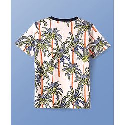 Pine Kids Single Jersey Knit Half Sleeves Shorts Night Suit with Tropical Print -  White
