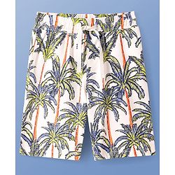 Pine Kids Single Jersey Knit Half Sleeves Shorts Night Suit with Tropical Print -  White