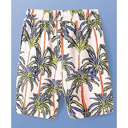 Pine Kids Single Jersey Knit Half Sleeves Shorts Night Suit with Tropical Print -  White