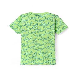 Pine Kids Single Jersey Knit Half Sleeves T-Shirt & Short Night Suit   with Fish Print - Light Green