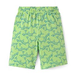 Pine Kids Single Jersey Knit Half Sleeves T-Shirt & Short Night Suit   with Fish Print - Light Green