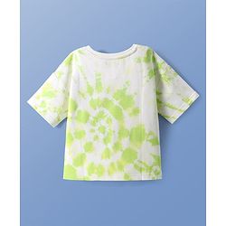 Pine Kids Cotton Knit Half Drop Shoulder Sleeves Over Size Fit T-Shirt with Duck & Basket Ball Print - White