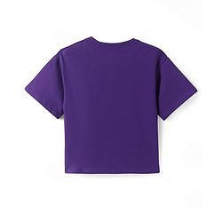 Pine Kids Cotton Knit Half Sleeves Oversized Fit T-Shirt with Gaming Console Print - Violet
