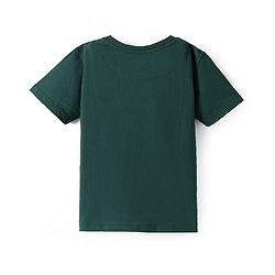 Pine Kids Cotton Knit Half Sleeves T-Shirt With Text Print - Dark Green