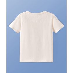 Pine Kids Cotton Knit Half Sleeves T-Shirt With Dino Print - White