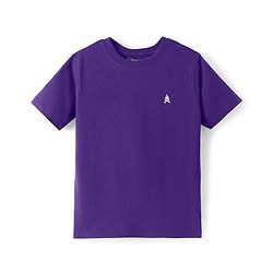 Pine Kids Cotton Knit Half Sleeves T-Shirt with Logo Print - Violet