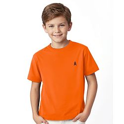 Pine Kids Cotton Knit Half Sleeves T-Shirt with Logo Detailing - Coral