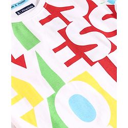 Pine Kids Cotton Knit Half Sleeves T-Shirt with Text Print - White