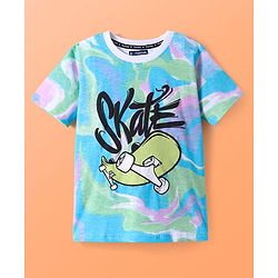 Pine Kids Cotton Knit Half Sleeves T-Shirt with Text Print - White