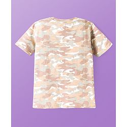Pine Kids Cotton Knit Half Sleeves Tiger Printed T-Shirt - White