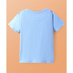 Pine Kids Cotton Knit Half Sleeves T-Shirt with Beach Theme Print - Light Blue