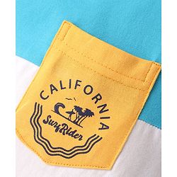 Pine Kids Cotton Knit Cut & Sew Sleeveless Tank T-Shirt with Pocket - Light Blue & Yellow