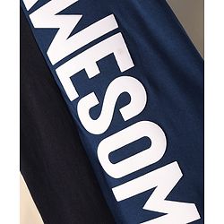 Pine Kids Cotton Knit Half Sleeves Cut & Sew T-Shirt With Awesome Text Print - Navy Blue
