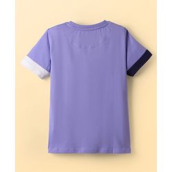 Pine Kids Cotton Knit Half Sleeves Cut & Sew T-Shirt - Navy Blue White & Lavender