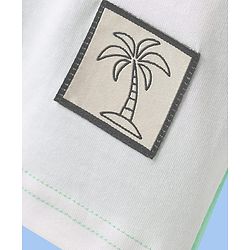 Pine Kids Cotton Knit Half Sleeves Cut & Sew T-Shirt with Patch Detailing - Light Green & White