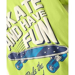 Pine Kids Cotton Knit Half Sleeves T-Shirt with Text Print - Limegreen