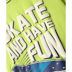 Pine Kids Cotton Knit Half Sleeves T-Shirt with Text Print - Limegreen