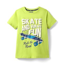 Pine Kids Cotton Knit Half Sleeves T-Shirt with Text Print - Limegreen