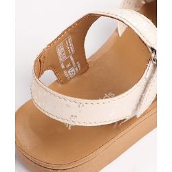 Pine Kids Sandal with Velcro Closure & Glitter Print - Beige