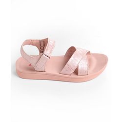Pine Kids Sandal with Velcro Closure & Glitter Print - Beige