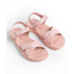 Pine Kids Sandal with Velcro Closure & Glitter Print - Pink