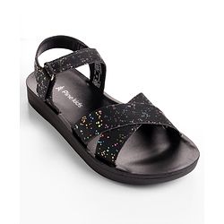 Pine Kids Sandal with Velcro Closure & Glitter Print - Beige