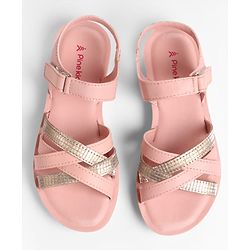 Pine Kids Sandals with Strap Design & Velcro Closure - Pink