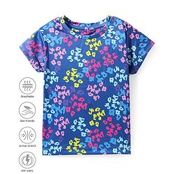 Pine Active Half Sleeves High Stretch T-Shirt Abstract Print - Blue