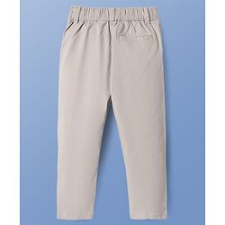 Pine Kids Cotton Elastane Woven Full Length Solid Trouser - Beige