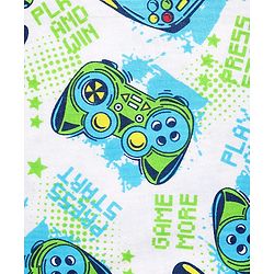 Pine Kids Single Jersey Knit Half Sleeves Night Suit With Gaming Controller Print - White