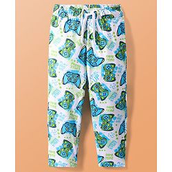 Pine Kids Single Jersey Knit Half Sleeves Night Suit With Gaming Controller Print - White