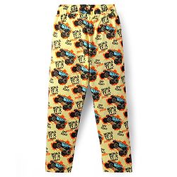 Pine Kids Single Jersey Knit Half Sleeves Night Suit with Monster Truck Print - Yellow
