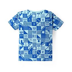 Pine Kids Single Jersey Knit Half Sleeves Shorts Night Suit with Vacay Mode On Text Print - Blue