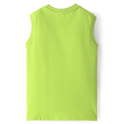 Pine Kids Cotton Knit Sleeveless Tank T-Shirts with Cool Dude Text Print Pack of 3 - Black Orange & Light Green