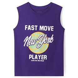 Pine Kids Cotton Knit Sleeveless Tank T-Shirts with Text Print Pack of 3 - Blue