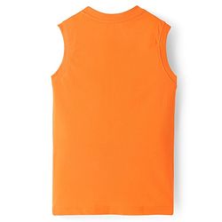 Pine Kids Cotton Knit Sleeveless Tank T-Shirts with Sun & Surf Text Print Pack Of 3 - Blue Orange & Light Green