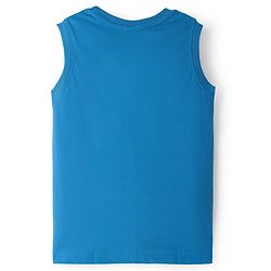 Pine Kids Cotton Knit Sleeveless Tank T-Shirts with Sun & Surf Text Print Pack Of 3 - Blue Orange & Light Green