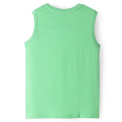 Pine Kids Cotton Knit Sleeveless Tank T-Shirts with Sun & Surf Text Print Pack Of 3 - Blue Orange & Light Green