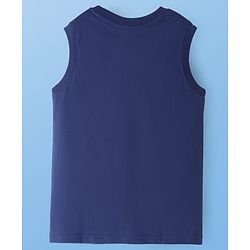 Pine Kids Cotton Knit Sleeveless Tank T-Shirts with Skilled Text Print Pack Of 3 - White Navy Blue & Orange